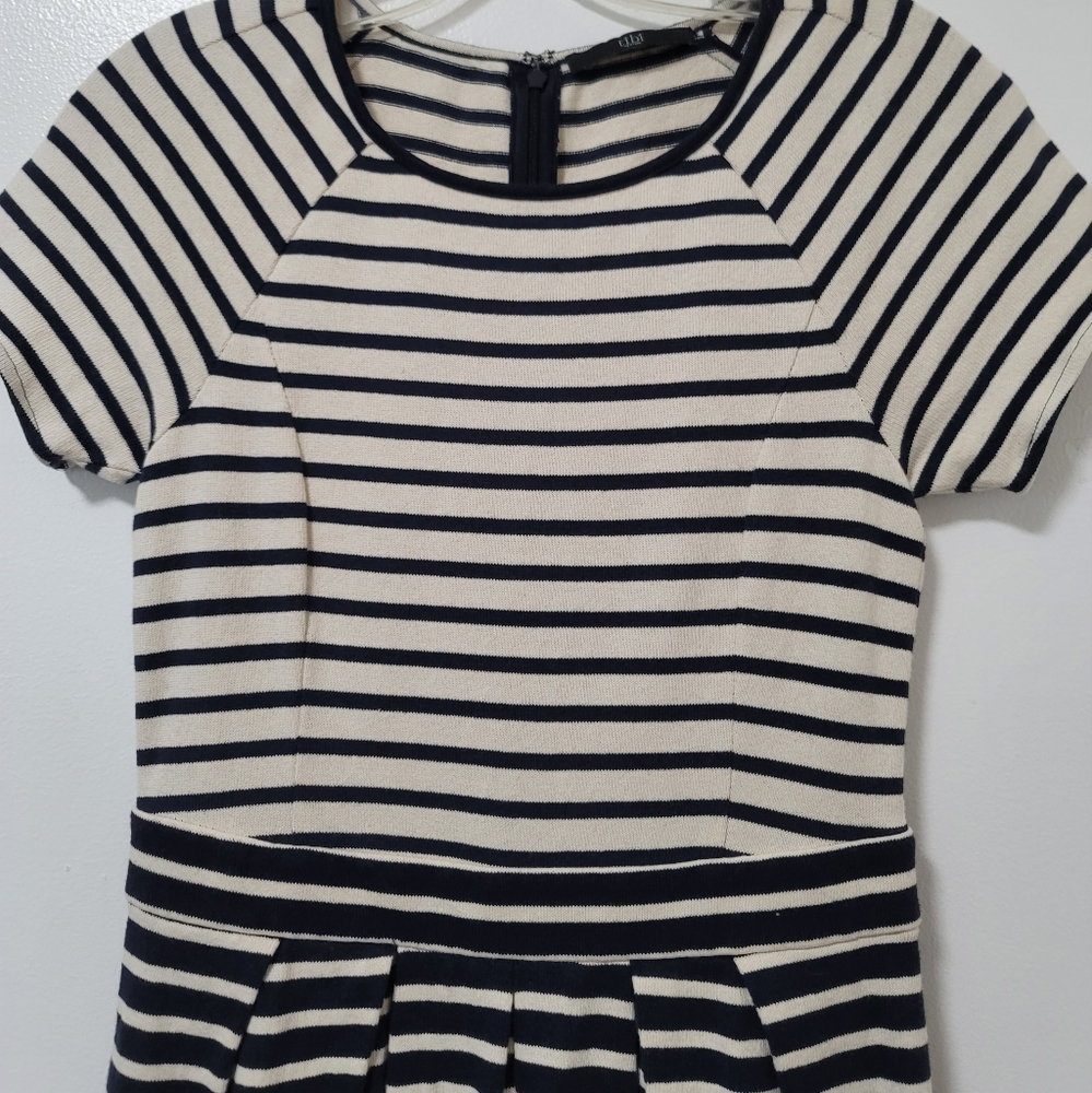 Tibi Blue White Striped Cotton Knit Skater Dress Short Sleeve Size XS - Picture 6 of 12
